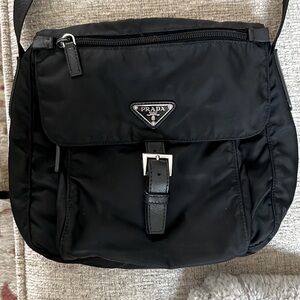 Prada shoulder bag. Re- nylon, Black Authentic bag unisex
